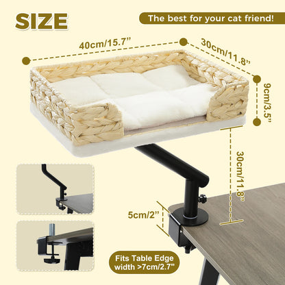 Cat Desk Bed, 360° Rotatable Cat Bed Stand for Indoor Cats, Adjustable Cat Basket, Cats Hammock for Table,