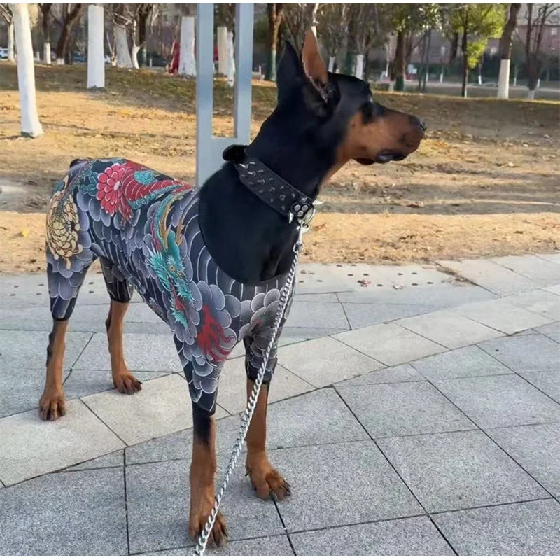 Dog Pet Tattoo Clothes Shirt Four Seasons Universal Handsome Humorous Tattoo Clothes Dogs Shirts Doberman Pinscher Pets Supplies