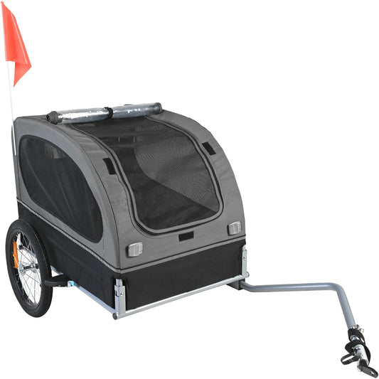 SucceBuy 88lbs Dog Bike Trailer Pet Cart Bicycle Carrier with Wheels Coupler Reflectors Flag Collapsible to Store
