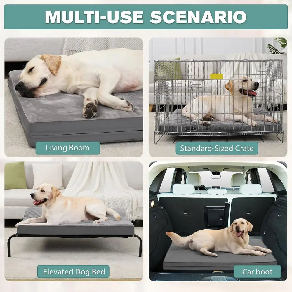 Waterproo Outdoor Dog Bed Large Medium Sized Dogs, Washable Crate Pad 35 inch, oam Orthopedic Pet Beds with Removable Cover,Durable.
