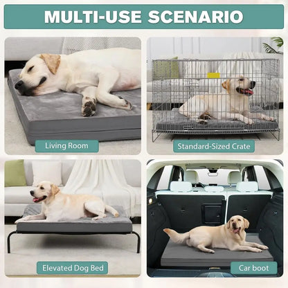 Waterproo Outdoor Dog Bed Large Medium Sized Dogs, Washable Crate Pad 35 inch, oam Orthopedic Pet Beds with Removable Cover,Durable.