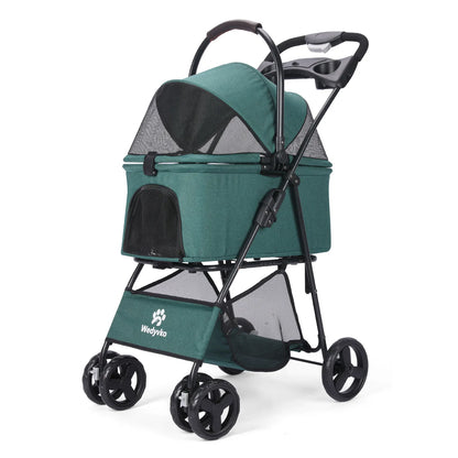 3 in 1 Pet Stroller with Removable Carrier, Folding Stroller for Small/Medium Dogs and Cats, Waterproof, All-Terrain, with Sun S