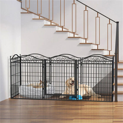 Heavy Duty Dog Playpen 8 Panels Pet Animal Dog Kennel Pen Fence Enclosure Cage Metal Camping Pet Puppy Run Fences Grid with Door