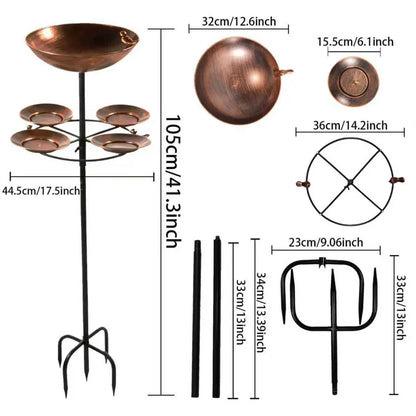 【New style】Antique Bronze Metal Dual Tier Bird Bath and Feeder - 5 Bowl Capacity, Rust-Proof, Sturdy Base, Easy Clean Garden De