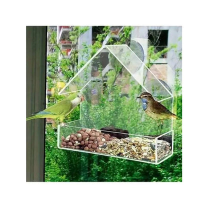 【New style】Transparent Easy-To-tall Suction Cup Bird Feeder - No Drilling Required To Hang On The Wall, Suitable For Indoor/Out