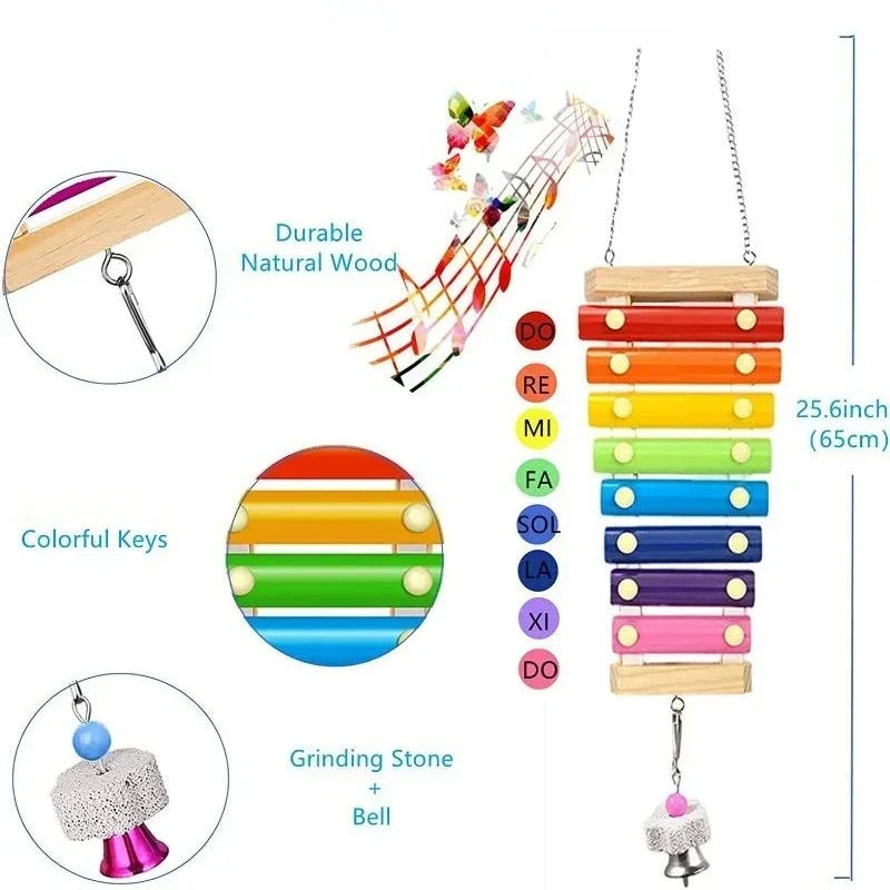 Colorful Bird Xylophone Toy Parrots Chicken Toys Bird Cage Toy Accessories