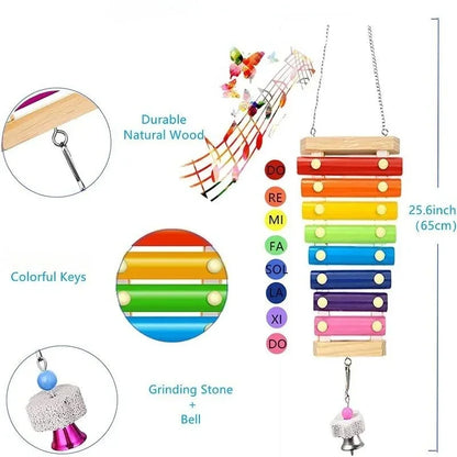 Colorful Bird Xylophone Toy Parrots Chicken Toys Bird Cage Toy Accessories