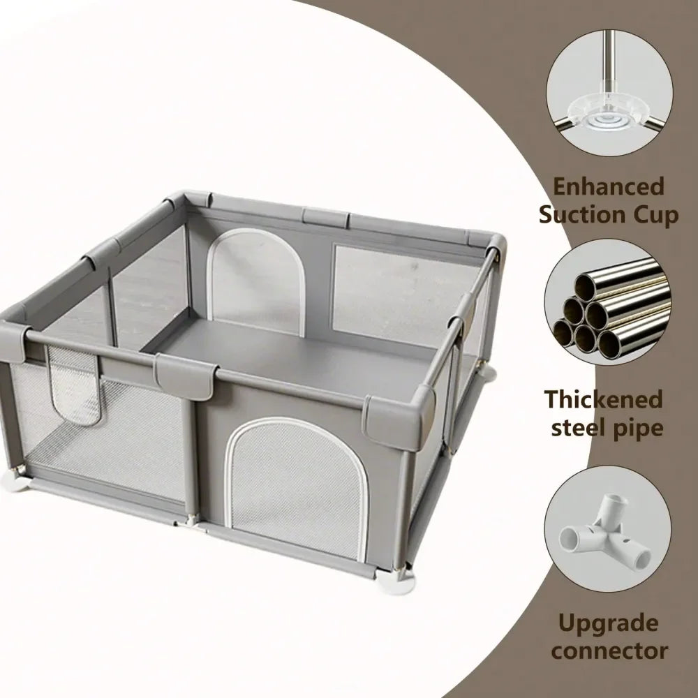 47x47x23.6 Inch Puppy Playpen With Gate, Dog Playpen For Puppies And Small Dogs, Durable Safety Pet Fence With HighStrength Nylon