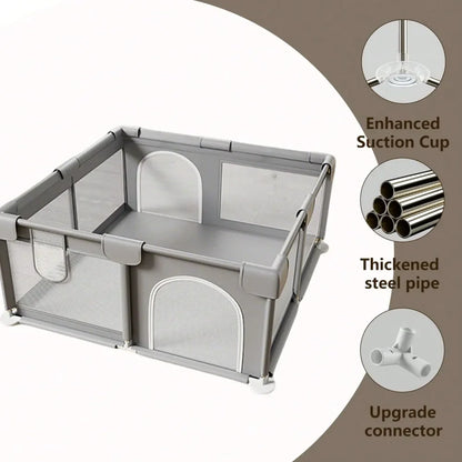 47x47x23.6 Inch Puppy Playpen With Gate, Dog Playpen For Puppies And Small Dogs, Durable Safety Pet Fence With HighStrength Nylon