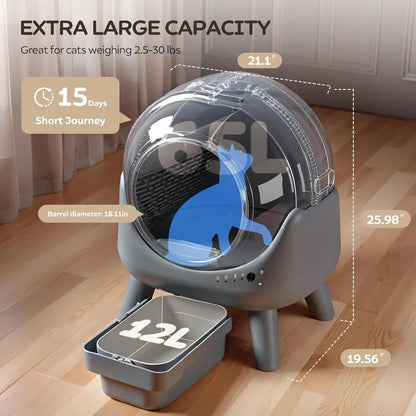 Self Cleaning Litter Box for Multiple Cats | Automatic with App Control | Odor-Free Waste Disposal & Dual Safety Sensors