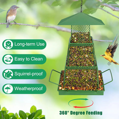 "Seed-Saving" Heavy-Duty Outdoor Bird Feeder - Squirrel Proof, Metal Mesh Design For Cardinals & Wild Birds, Perfect For Garden