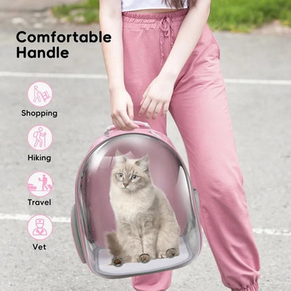 Portable Pink Pet Backpack Travel Cat Carrier Bag Comfortable Breathable Design for Small Animals on the Go