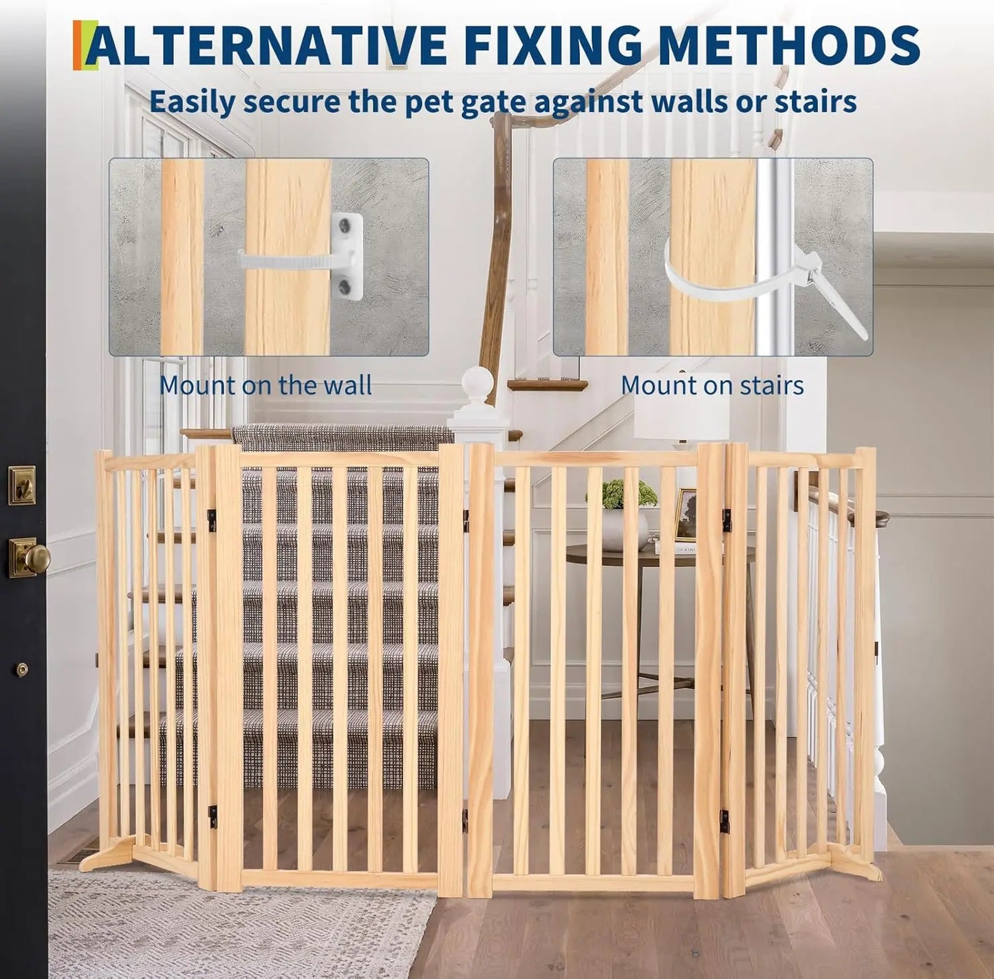 Freestanding Dog Gate, Foldable Pet Gate with Support Feet, Indoor Dog Fence for The House,Doorways, Stairs.