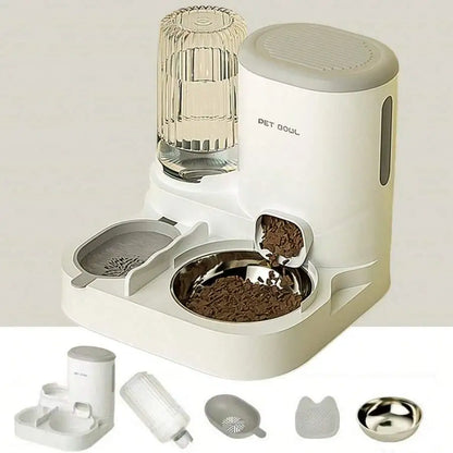 Two-In-One Automatic Cat Water Dispenser Set-Detachable, Washable, Automatic Feeding Station, Indoor Cat Food Bowl
