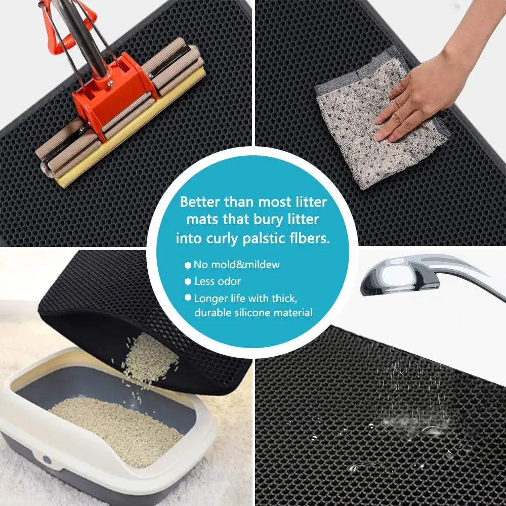 Cat Litter Mat With Gift Double Layer Waterproof Pet Litter Box Mat Non-slip Sand Cat Pad Washable Bed Mat