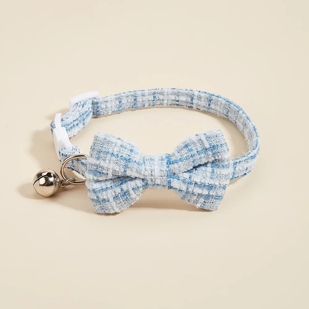 Bow Cat Collar Adjustable Pet Bow Tie Collar with Safety Buckle and Bell Decoration Suitable for Kittens & Puppies