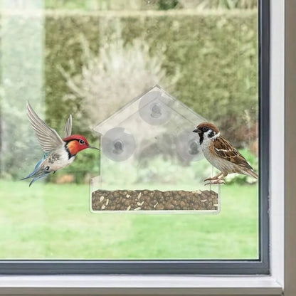 【New style】Transparent Easy-To-tall Suction Cup Bird Feeder - No Drilling Required To Hang On The Wall, Suitable For Indoor/Out