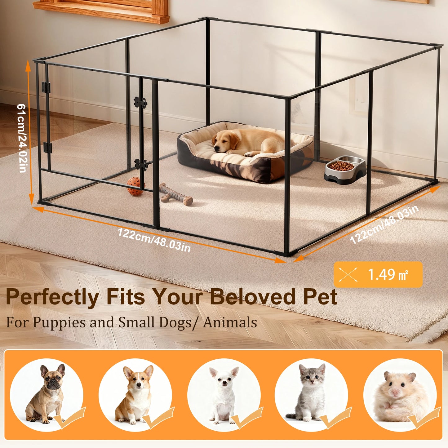 Large Acrylic Dog Playpen Enclosure Indoor Pet Cage Fence Cat Kitten Rabbit Bunny Hedgehog Pet Whelping Box Full Visibility