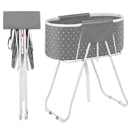 VEVOR Foldable Dog Bathtub Elevated Grey/Light Blue Shower Station for Small & Medium Pets