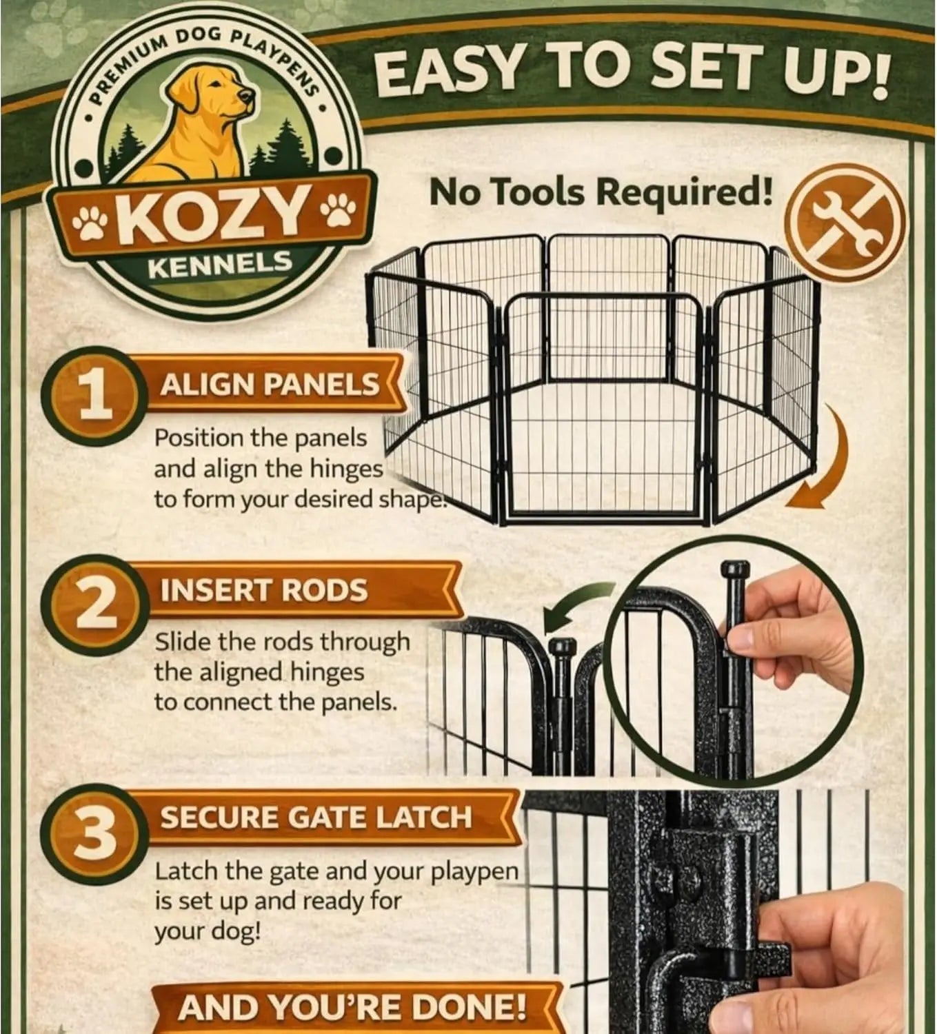 Dog Play Pen for Outdoor Use - 32'', 16 Panels for Small and Medium Size Dogs - Portable Playpen