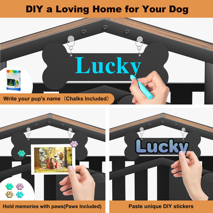 31"/41"/48“ XL Heavy Duty Dog Crate Furniture with Wheels, Dog Crates for Large Dogs Extra-Wide Thick Steel Plates Chew Resistant