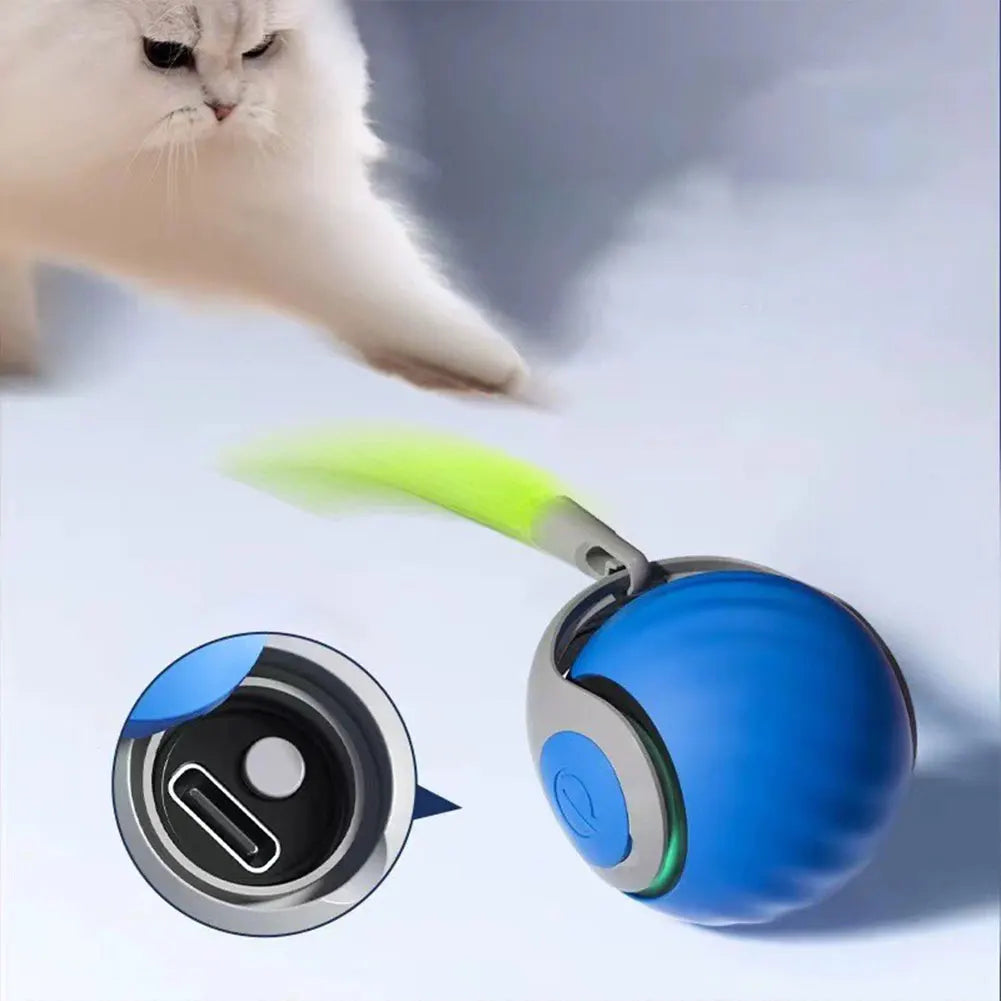 Automatic Moving Cat Toy Ball Smart Cat Toys USB Rechargeable