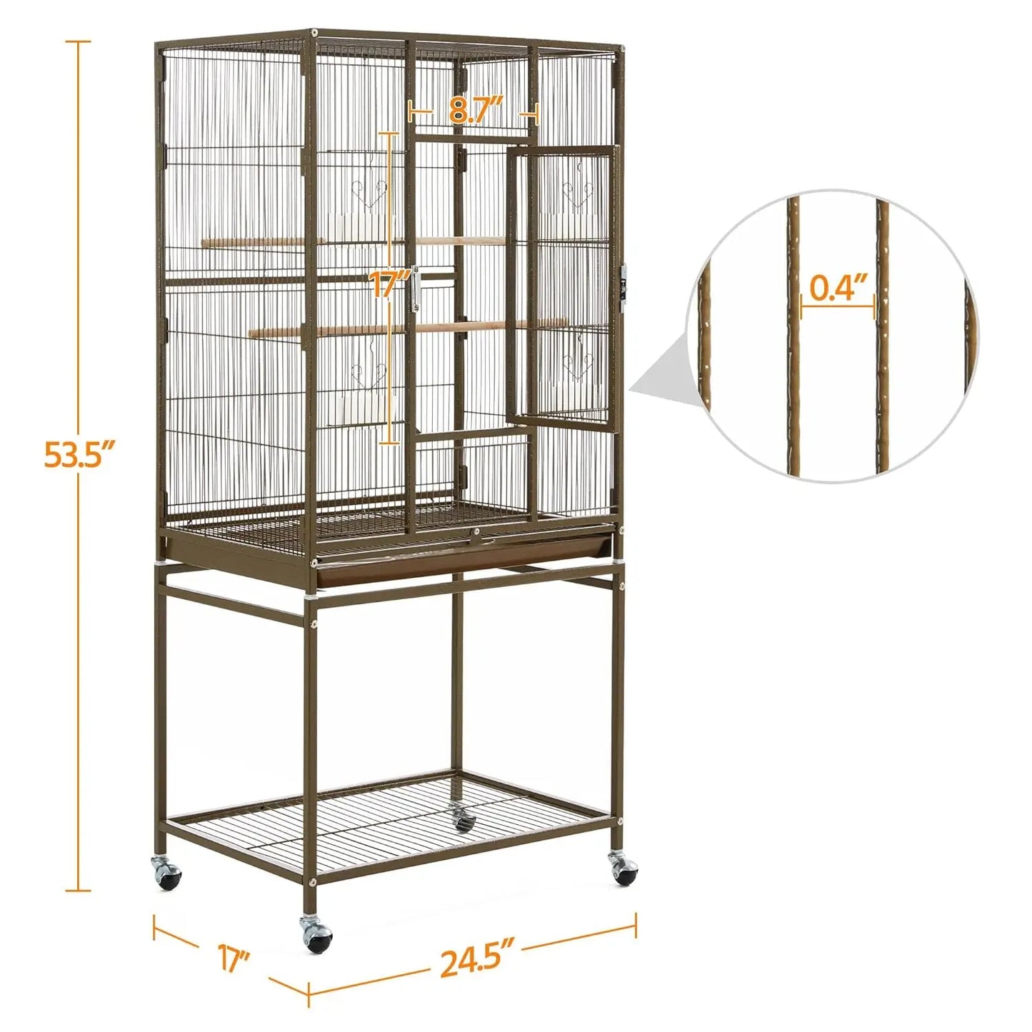 Wrought Iron Standing Large Parrot Parakeet Flight Bird Cage with Stand for Small Parrot Cockatiel Sun Parakeet, Customized