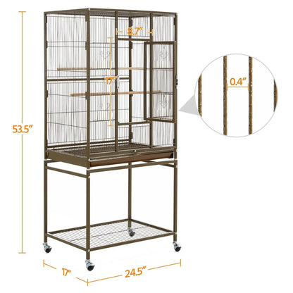 Wrought Iron Standing Large Parrot Parakeet Flight Bird Cage with Stand for Small Parrot Cockatiel Sun Parakeet, Customized