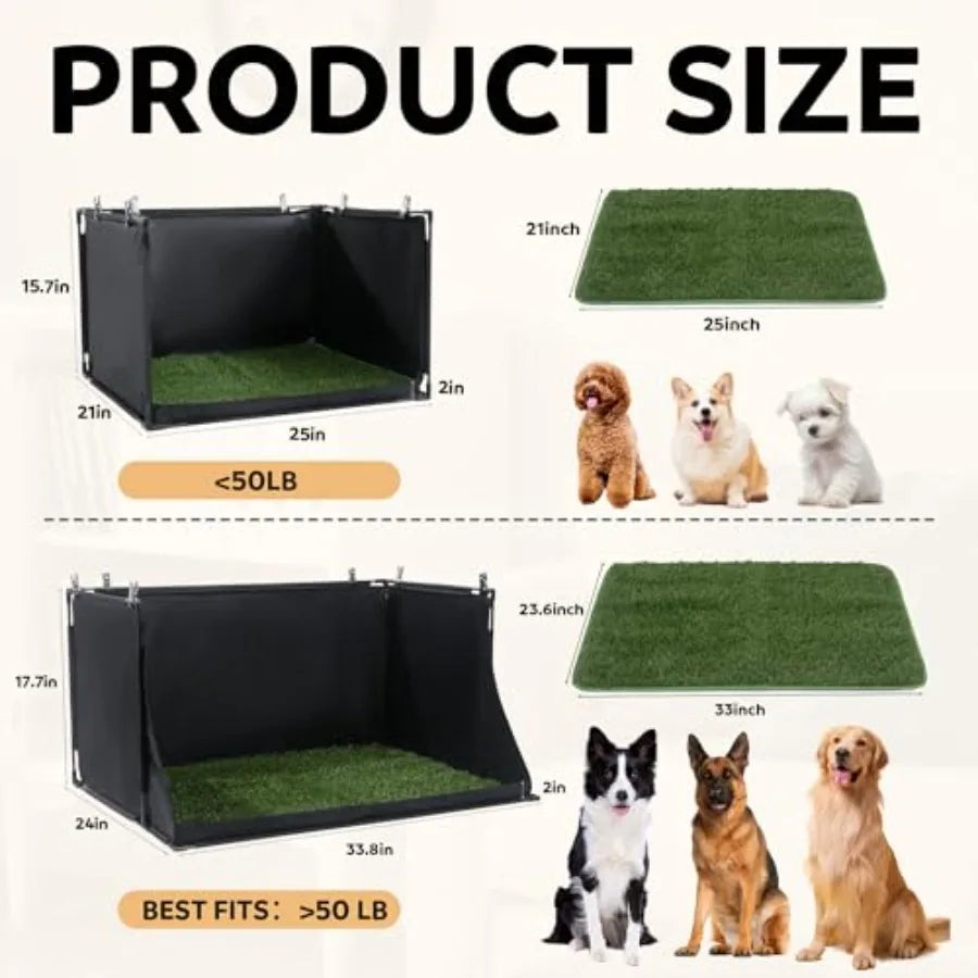 Dog Pee Pad Holder with Artificial Grass 33.8 * 24 * 17.7 in Foldable Indoor Dog Potty Tray with Hemmed Edge No Spill Pee Pad H