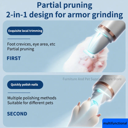 2-in-1 pet dog paw trimmer  cat nail clipper  pet nail grinder