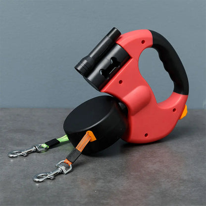 Double Headed Dog Leash Traction Rope with LED Light Retractable Dog Leash for Small Medium Dogs