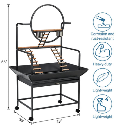 Extra Large Bird Cage with Rolling Stand Spacious Wrought Iron Parakeet Cage Playstand for Parrots Cockatiels Conures Lovebirds