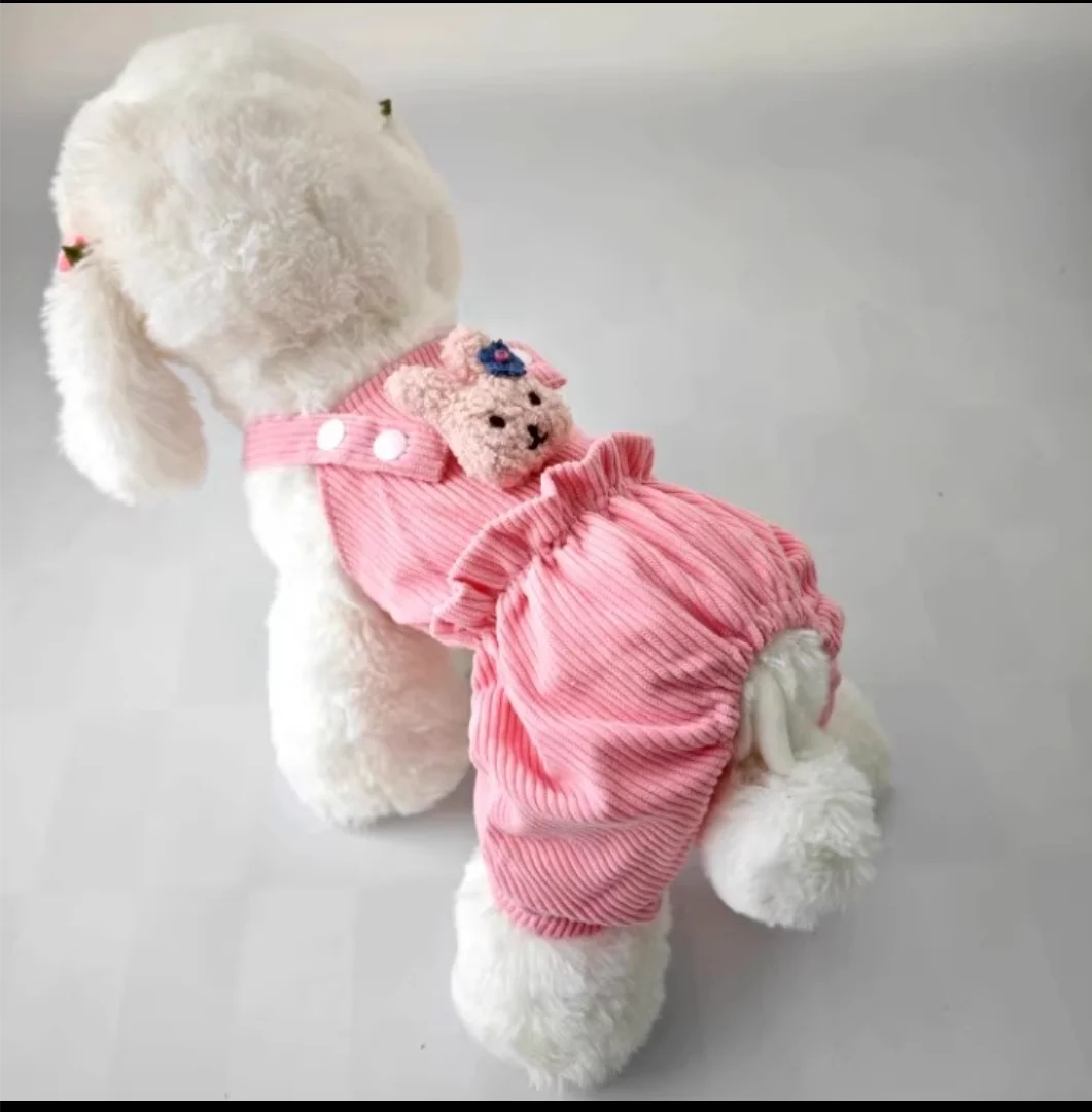 Cute Dog Jumpsuit Pink Yellow Strap Jumpsuits Clothing For Chihuahua Pet Overalls Pajamas For Small Medium Dogs XXL