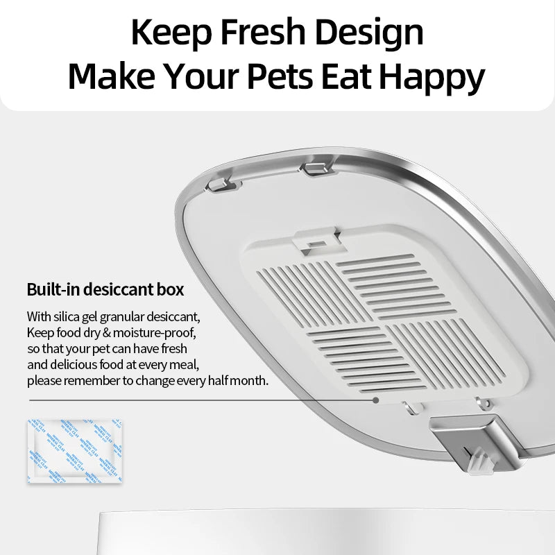 ROJECO Automatic Cat Feeder Pet Smart Cat Food Kibble Dispenser Remote Control Auto WiFi Double Feeder