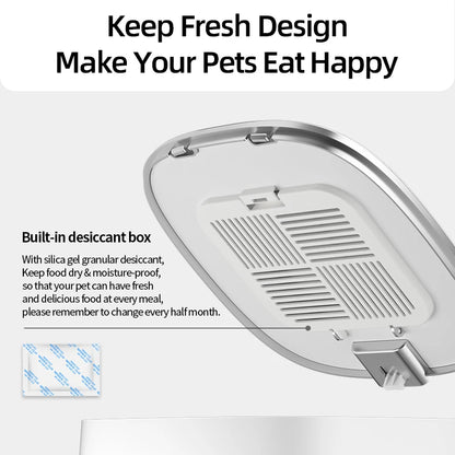 ROJECO Automatic Cat Feeder Pet Smart Cat Food Kibble Dispenser Remote Control Auto WiFi Double Feeder