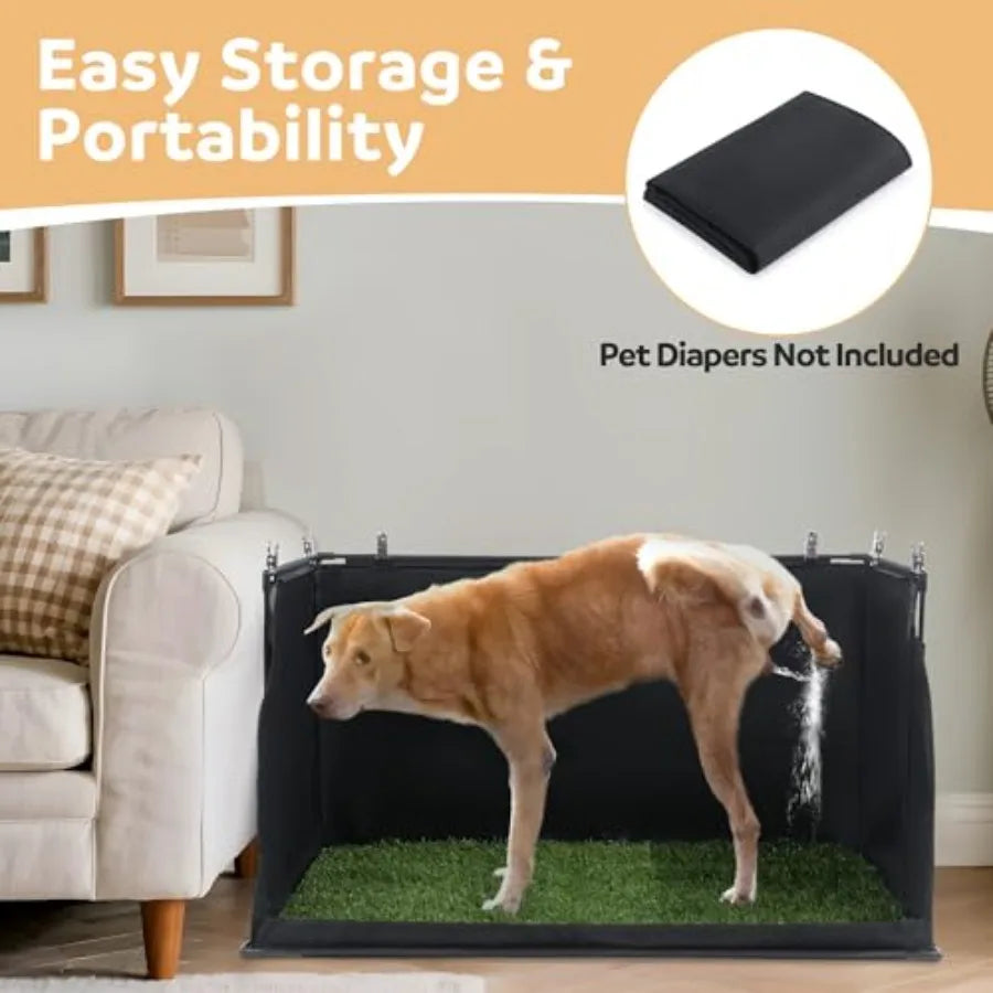 Dog Pee Pad Holder with Artificial Grass 33.8 * 24 * 17.7 in Foldable Indoor Dog Potty Tray with Hemmed Edge No Spill Pee Pad H