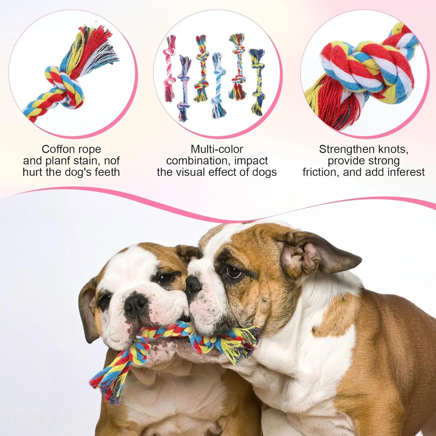 Interactive Tug of War Dog Toy, Braided Cotton Rope for Pulling & Chewing, Bonding Fun with Your Pet