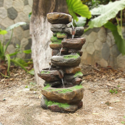 10-Tier Cascading Rock Water Fountain Outdoor Garden Waterfall Fountains Patio Backyard Deck Porch Pond Art Decor, Customized