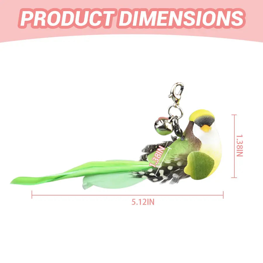 Interactive Bird Cat Toy Replacement Head, Plastic Chew-Proof Kitten Teaser Refill, Green Red Durable Cat Playing Accessories