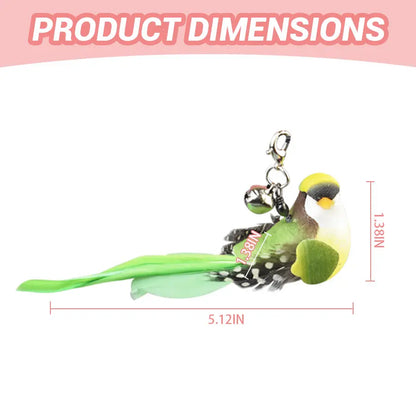 Interactive Bird Cat Toy Replacement Head, Plastic Chew-Proof Kitten Teaser Refill, Green Red Durable Cat Playing Accessories