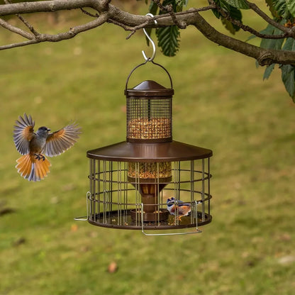 Upgraded Squirrel Proof Bird Feeders, 3Lbs Capacity Caged Bird Feeder, Innovative DIY Starling-Proof