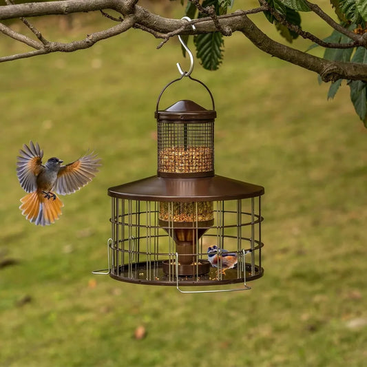 Upgraded Squirrel Proof Bird Feeders, 3Lbs Capacity Caged Bird Feeder, Innovative DIY Starling-Proof