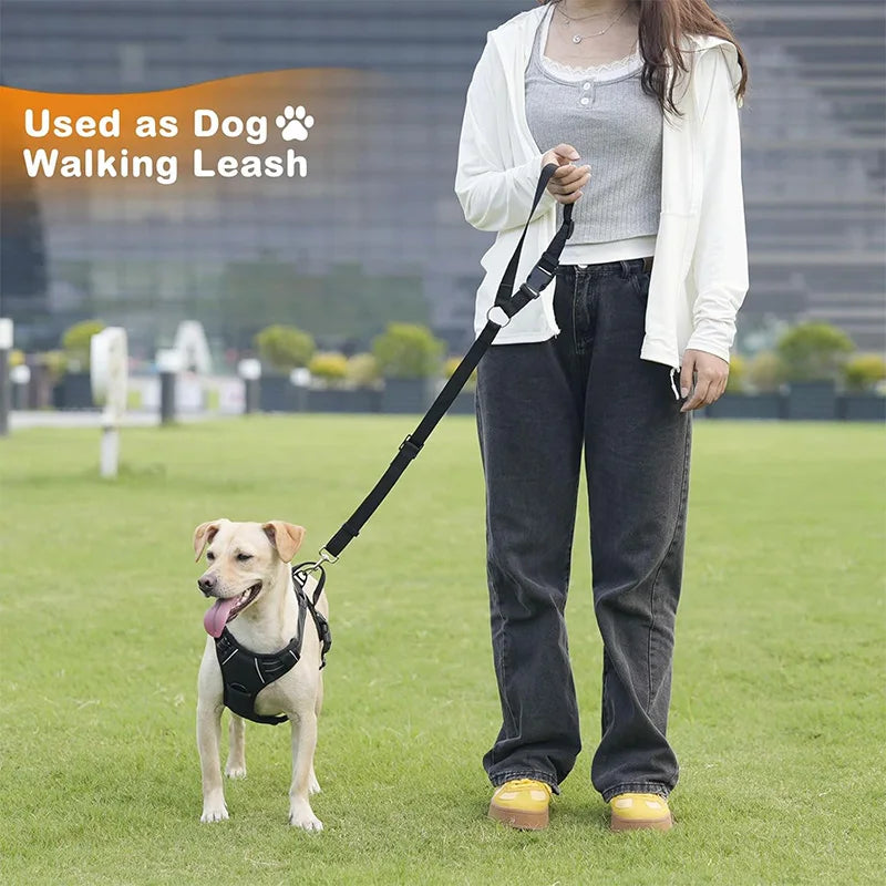 Adjustable 2-in-1 Pet Car Seat Belt Leash Nylon Dog Cat Safety Harness for Travel 20cm