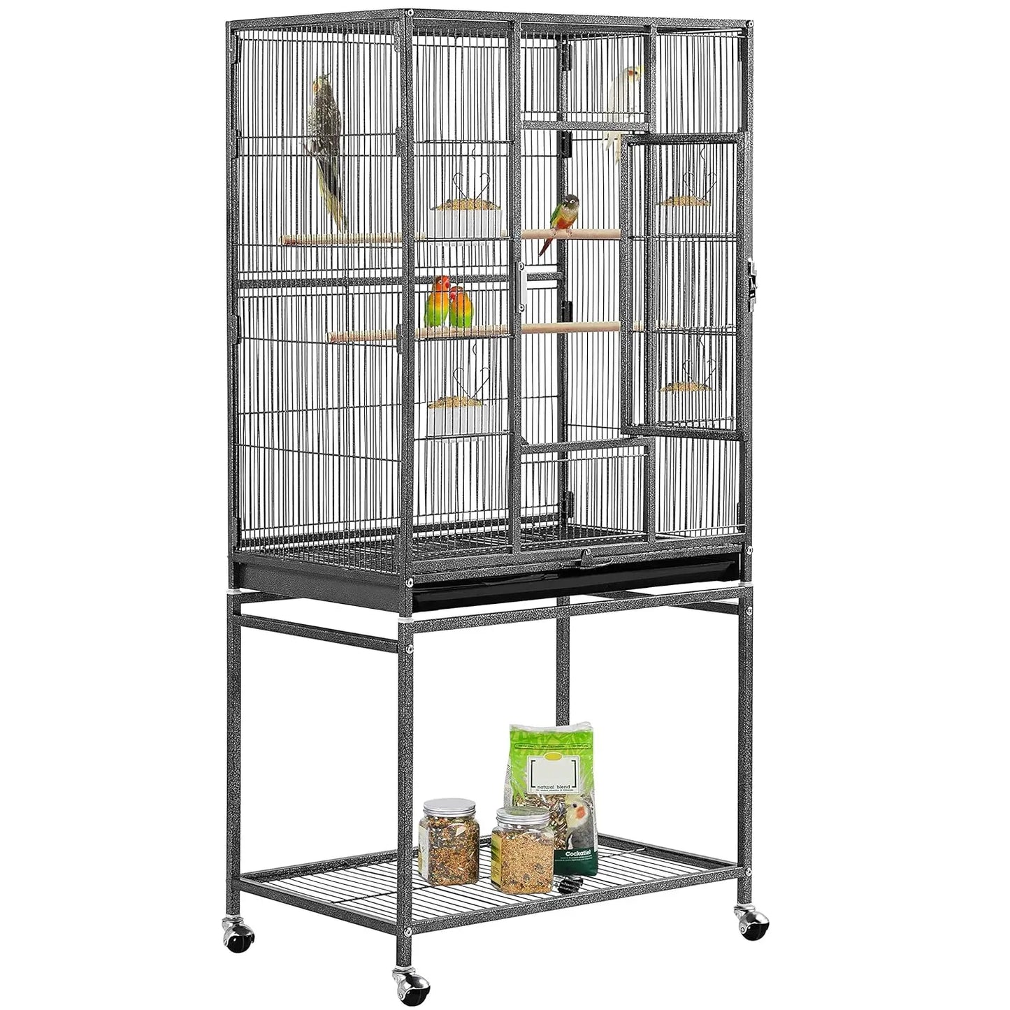 Wrought Iron Standing Large Parrot Parakeet Flight Bird Cage with Stand for Small Parrot Cockatiel Sun Parakeet, Customized
