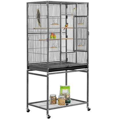 Wrought Iron Standing Large Parrot Parakeet Flight Bird Cage with Stand for Small Parrot Cockatiel Sun Parakeet, Customized