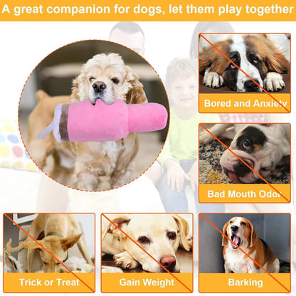 Cute Pink Squeaky Dog Cup Toy - Safety Design Chew Toy for Small/Medium/Large Dogs Exercise & Birthday Accompany