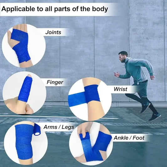 Human & Pet Self-Adherent Bandage - Breathable Elastic Cohesive Wrap for Sports Injuries, Joint Support & Pet Wound Dressing