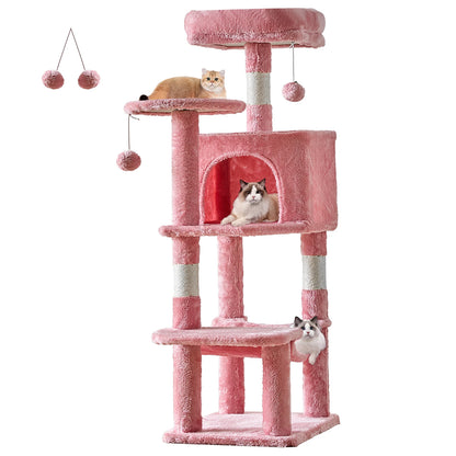 JHK 44In Cat Tree Tall Multi-Cat Climbing Tower, Scratching Posts Stable House for Indoor Cat