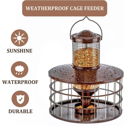 Upgraded Squirrel Proof Bird Feeders, 3Lbs Capacity Caged Bird Feeder, Innovative DIY Starling-Proof