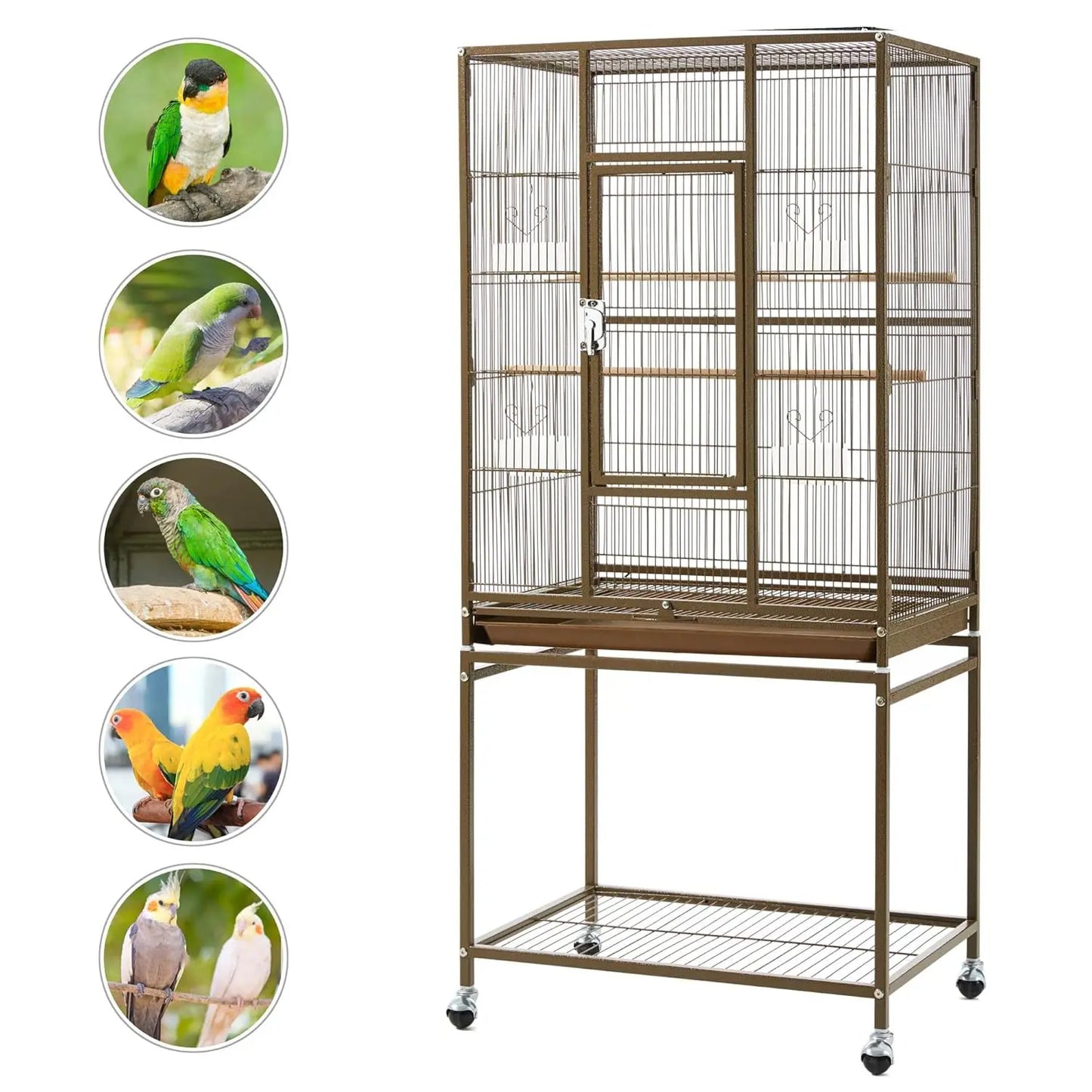 Wrought Iron Standing Large Parrot Parakeet Flight Bird Cage with Stand for Small Parrot Cockatiel Sun Parakeet, Customized